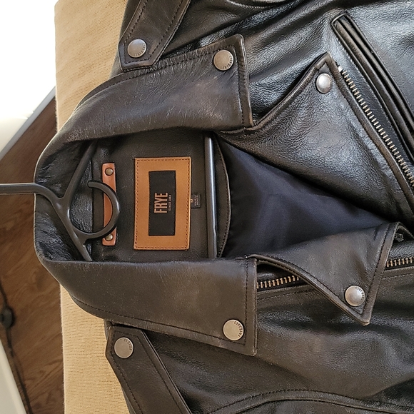 Men's Frye Leather Biker Jacket (medium) - Picture 3 of 6
